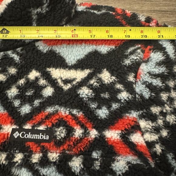 Columbia Sherpa Fleece Jacket Black Aztec Geo Full Zip Women's 3XL Southwest EUC - Picture 6 of 7